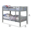 Slatted Twin Over Twin Bunk Bed with Attached Ladder, Gray