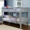 Slatted Twin Over Twin Bunk Bed with Attached Ladder, Gray