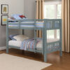 Slatted Twin Over Twin Bunk Bed with Attached Ladder, Gray