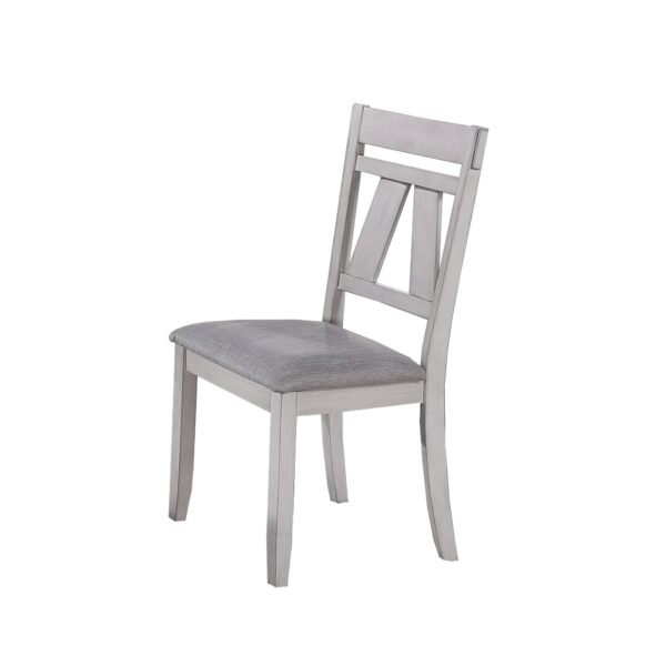 1502202669913219ee176.jpeg Wooden Side Chair with Fabric Upholstered Seat, Set of 2, White and Gray