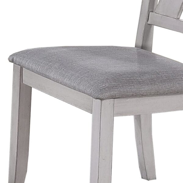 1502202669913221f0b77.jpeg Wooden Side Chair with Fabric Upholstered Seat, Set of 2, White and Gray