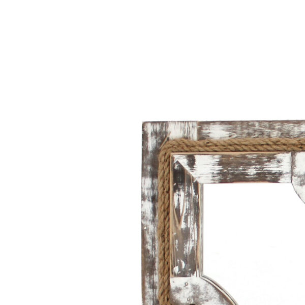 Square Wooden Wall Mirror Set of 2 with Rope Borders, Gray