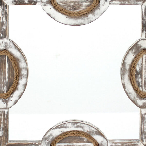 Square Wooden Wall Mirror Set of 2 with Rope Borders, Gray