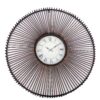 Wall Clock Set of 2 with Metal Fan Guard Design Frame, Brown