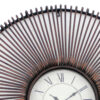 Wall Clock Set of 2 with Metal Fan Guard Design Frame, Brown