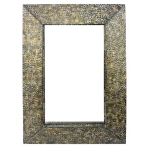 Rectangular Wall Mirror with Gravel Mosaic Border, Brown