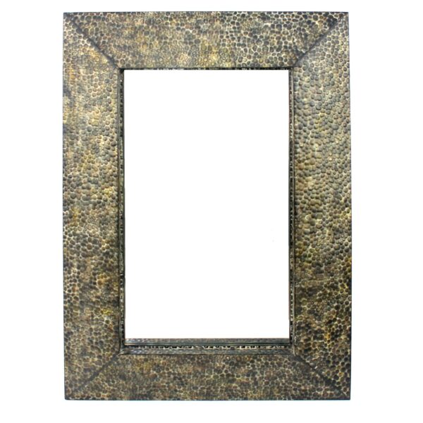 Rectangular Wall Mirror with Gravel Mosaic Border, Brown