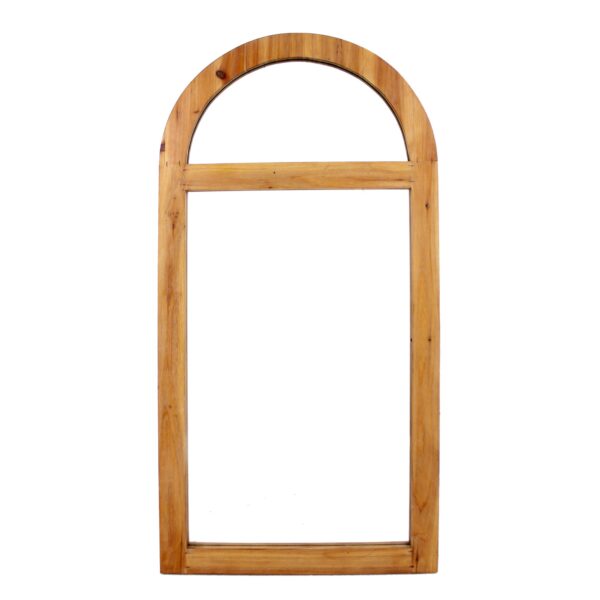 Farmhouse Style Rectangular Wooden Wall Mirror Set of 2 with Arched Top, Brown