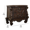 Traditional Wooden Nightstand with Antique Handles and Scrolled Legs, Brown