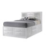 Eight Drawer Full Size Storage Bed with Bookcase Headboard, White