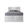 Eight Drawer Full Size Storage Bed with Bookcase Headboard, White