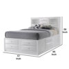 Eight Drawer Full Size Storage Bed with Bookcase Headboard, White