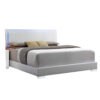 Leatherette Eastern King Bed with LED Panel Headboard and Chrome Legs,White