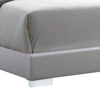 Leatherette Eastern King Bed with LED Panel Headboard and Chrome Legs,White