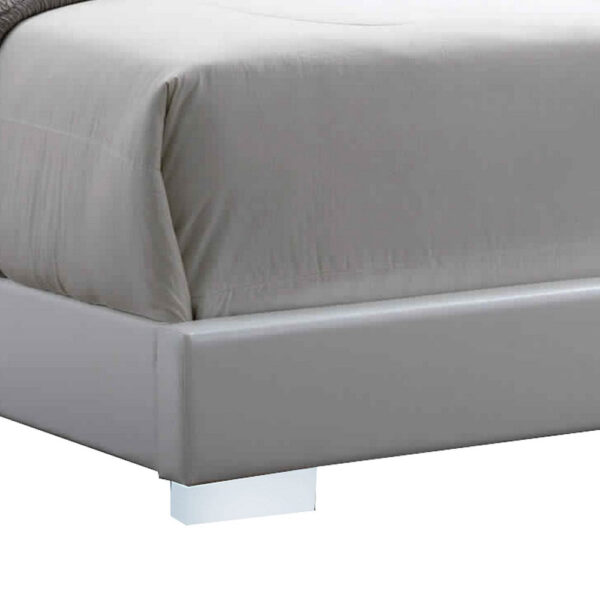 Leatherette Eastern King Bed with LED Panel Headboard and Chrome Legs,White