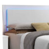 Leatherette Eastern King Bed with LED Panel Headboard and Chrome Legs,White