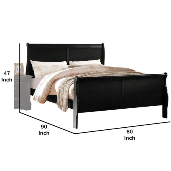 150220266991339027b59.jpeg Transitional Panel Design Sleigh Eastern King Size Bed, Black