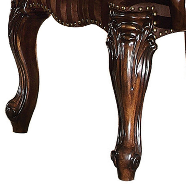 15022026699133c73f4bb.jpeg Wooden Arm Chair with Button Tufted Backrest and Carved Details, Set of 2, Brown