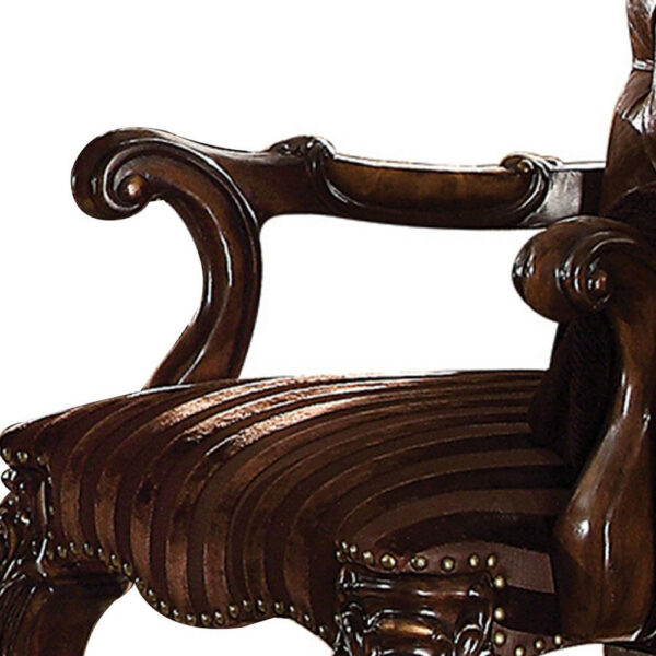 15022026699133c8c9906.jpeg Wooden Arm Chair with Button Tufted Backrest and Carved Details, Set of 2, Brown