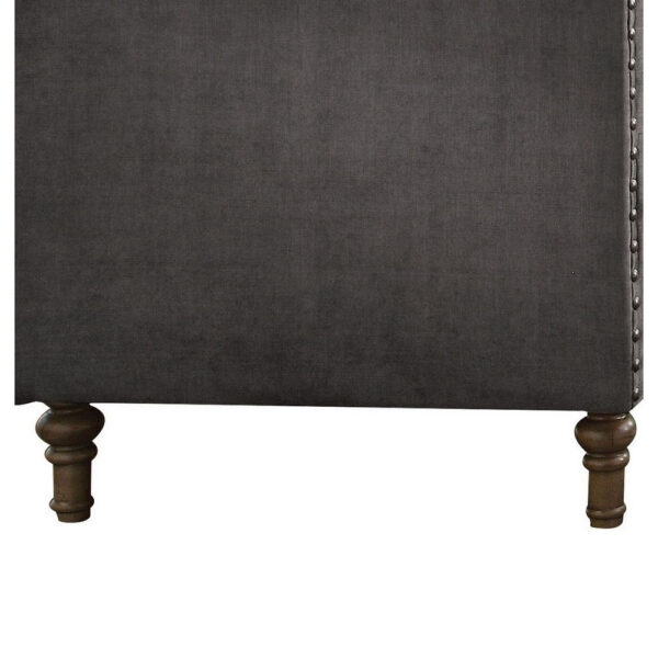 150220266991343a2ce47.jpeg Fabric Upholstered Wooden Sofa Chair with Nail Head Trim, Gray