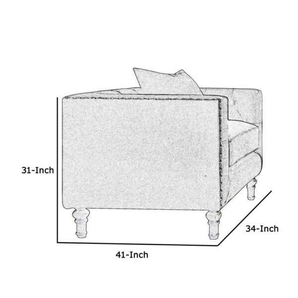 150220266991343b95330.jpeg Fabric Upholstered Wooden Sofa Chair with Nail Head Trim, Gray