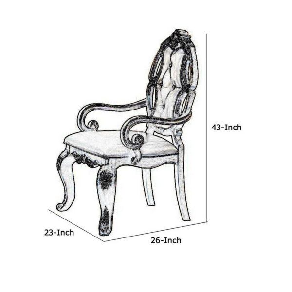 1502202669913447bd277.jpeg Wood and Fabric Dining Chairs with Armrests, Set of 2, Brown and Champagne