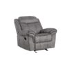 Fabric Upholstered Metal Reclining Club Chair with Center Console, Gray