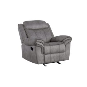 150220266991344c08453.jpeg Fabric Upholstered Metal Reclining Club Chair with Center Console, Gray