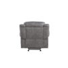 Fabric Upholstered Metal Reclining Club Chair with Center Console, Gray