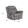 Fabric Upholstered Metal Reclining Club Chair with Center Console, Gray