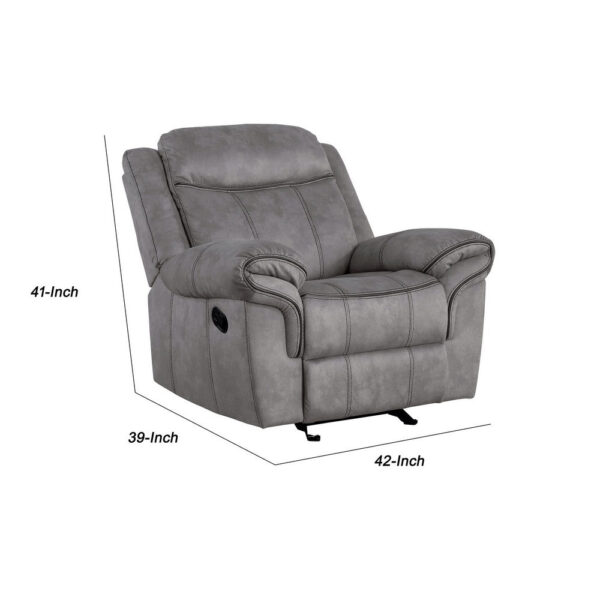 Fabric Upholstered Metal Reclining Club Chair with Center Console, Gray