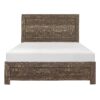 Rustic Panel Design Wooden Queen Size Bed with Block Legs Support, Brown
