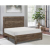 Rustic Panel Design Wooden Queen Size Bed with Block Legs Support, Brown