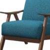 Fabric Upholstered Accent Chair with Curved Armrests, Blue