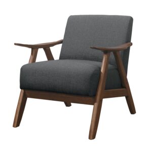 Fabric Upholstered Accent Chair with Curved Armrests, Gray