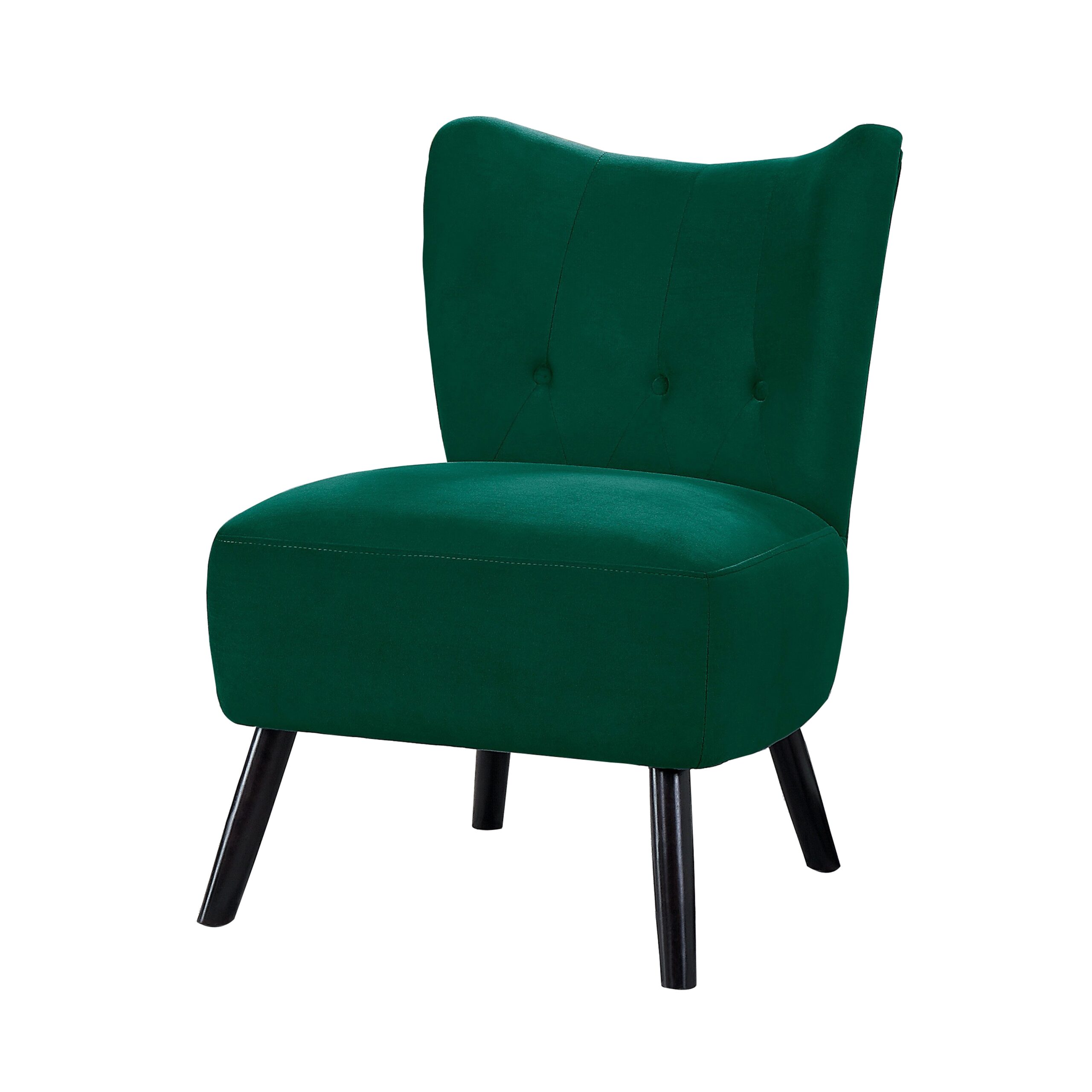 15022026699136343d88c.jpeg Upholstered Armless Accent Chair with Flared Back and Button Tufting, Green