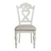 Victorian Style Writing Desk Chair with Engraved Backrest, Antique White