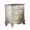 1502202669913792449e7.jpeg 3 Drawer Nightstand with Floral Motif Carving Details, Antique White and Brown