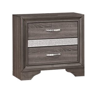15022026699137b8bfb96.jpeg 2 Drawer Wooden Nightstand with 1 Hidden Jewelry Drawers, Gray and Silver