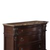 European Style Nightstand with 3 Drawers and Marble Top, Dark Cherry Brown
