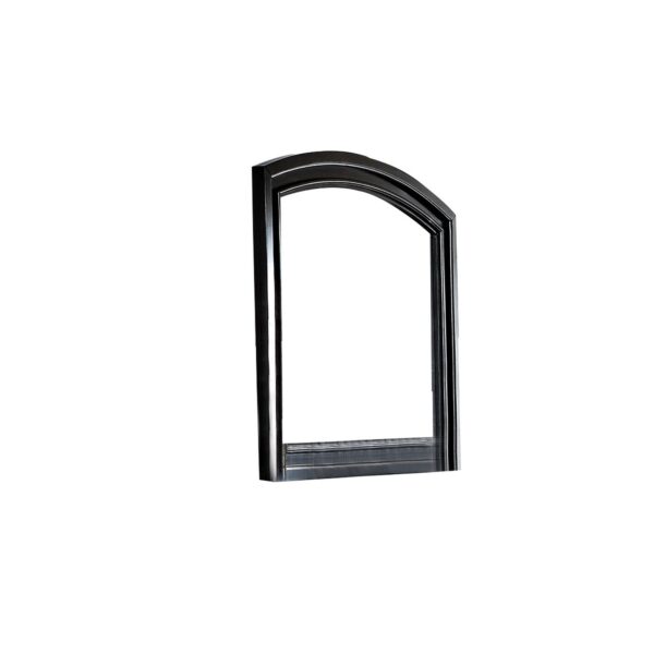 Traditional Style Wooden Frame Dresser Mirror with Curved Top, Black