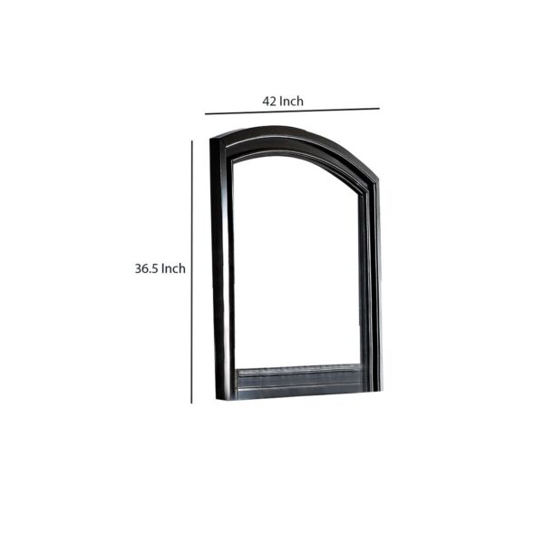 Traditional Style Wooden Frame Dresser Mirror with Curved Top, Black