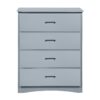 Transitional Wooden Chest with 4 Drawers and Recessed Handles, Gray