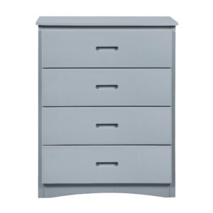 Transitional Wooden Chest with 4 Drawers and Recessed Handles, Gray