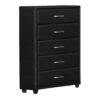 5 Drawer Leatherette Wooden Frame Chest with Tapered legs, Black