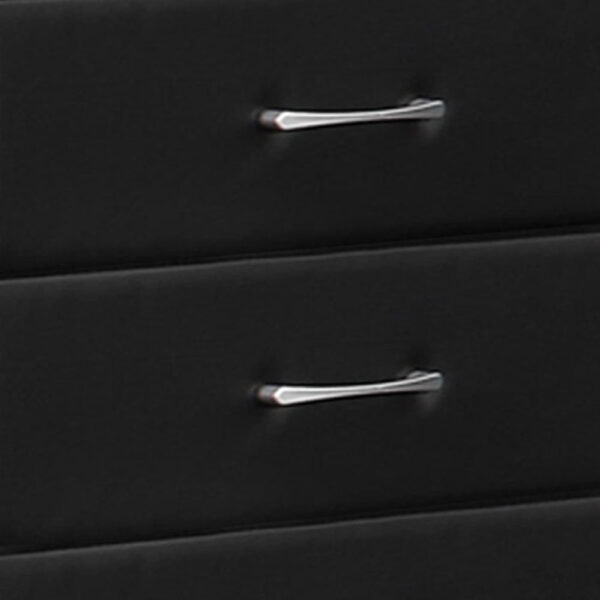 5 Drawer Leatherette Wooden Frame Chest with Tapered legs, Black