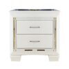 Contemporary Wooden Nightstand with 2 drawers and LED Lighting, White