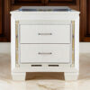 Contemporary Wooden Nightstand with 2 drawers and LED Lighting, White