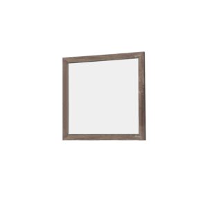 Transitional Square Shape Wooden Frame Mirror with Textured Details, Brown