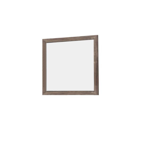 Transitional Square Shape Wooden Frame Mirror with Textured Details, Brown
